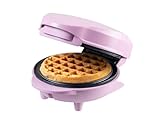 Bestron Mini-Waffeleisen für klassische Waffeln, kleiner Waffelmaker mit Antihaftbeschichtung, für Kindergeburtstage, Familienfeiern, Ostern oder Weihnachten, Retro Design, Farbe: Lila Mattiert