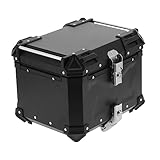 VOBOR Topcase Motorrad, 45 L Motorrad Koffer aus Aluminiumlegierung, Wasserdicht, Staubdicht und Diebstahlsicher, Universal Schwarz Topcase für Roller mit Schloss, Motorcycle Heckbox