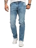Lorenzo Loren Herren Jeans Regular Fit Stretch Jeans Männerhose Herrenjeans Denim Hosen Herrenhose Straight Cut Stonewashed LL-4001 Blau W42 L34