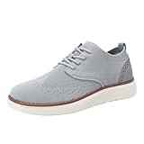Herren Business Casual Sneakers Bequeme Mesh Schnürschuhe Walking Schuhe Leichte Weiche Sohle Kleid Schuhe, grau, 0 UK Wide