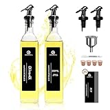 SAEIV Olivenöl Flasche (2x500ml), Ölflasche mit Ausgießer, mit DIY-Labels, Kristallklares Glas Ölflaschen, Olivenöl Spender für Salatliebhaber zur Einfachen Steuerung der Ölmenge