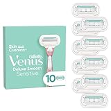 Gillette Venus Deluxe Smooth Sensitive Rasierklingen Damen, 10 Ersatzklingen für Damenrasierer mit 5-fach Klinge, für eine länger anhaltende, glatte Rasur