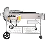 GFTIME Edelstahl Grilltisch Grillwagen für Weber 47cm & 57cm Original Kettle, Premium, Master Touch, Jumbo Joe Holzkohlegrill, Performer Holzkohlegrill mit Deckelhalter Grills, Outdoor-Grillständer
