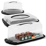 Novaliv Kuchen-Transportbox 3er Set Rund, Eckig und Rechteckig Aufbewahrungsboxen mit Deckel Torte Kuchen Dessert, Party-Box Container Tortentransportbox Tortenbehälter Transport Behälter Partyset