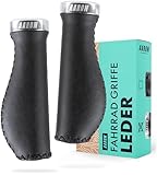 AARON Vintage Leder (wasserresistente) Fahrradgriffe mit dämpfender Auflagefläche - ergonomische Lenkergriffe aus rutschfestem Leder - Handgriffe geeignet für E-Bike, Trekkingrad, Retro