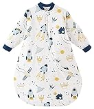 Chilsuessy Baby Schlafsack Winter mit abnembar Langarm Wattiert Babyschlafsack Kleine Kinder Ganzjahres Schalfsack Schlafanzug für Jungen und Mädchen extra Soft, Raumschiff/2.5 Tog, 75-90 cm