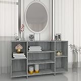 Gecheer Sideboard Grau Sonoma 120x30x75 cm Holzwerkstoff, Kommode Anrichte Schrank Beistellschrank Mehrzweckschrank Standschrank Bücherschrank Lagerschrank/ 813066