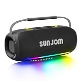 SUNJOM Bluetooth Lautsprecher Tragbar, 30W Bass, RGB Party Licht, Bluetooth 5.3, TF/AUX/USB, TWS für 60W Sound, 5h Spielzeit, Tragbarer Musik Lautsprecher mit Griff für Outdoor, Camping, Gartenparty