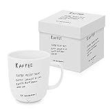 ReWu Becher Tasse aus Porzellan Kaffe redet Nicht Schriftzug Geschenkverpackung Henkelbecher Kaffebecher Trinkbecher Mug 0,4L
