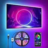 Romwish LED TV Hintergrundbeleuchtung, 3M LED Strip USB Bluetooth LED Licht für 40-50 Inch RGB 5050 APP Control Sync mit Music Bias Lighting Beleuchtung für HDTV, TV-Bildschirm, PC