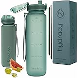 Hydracy Trinkflasche mit Fruchteinsatz - 1L Wasserflasche - BPA-freie Trinkflasche mit Zeitmarkierung Auslaufsichere Sportflasche - Kondensationsfrei für Sport und Outdoor