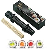 Frdelma Sushi Roller Multifunktionale für Anfänger,2-teiliges Sushi Roller mit Bambusmatte für Anfänger zu Hause (Schwarz)