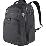 KROSER Laptop Rucksack 17,3'' Business Rucksack Schulrucksack Großer Wasserdicht Taschen Reise Backpack Daypack Mit USB und RFID-Taschen für Herren/College/Männer/Frauen Schwarz MEHRWEG