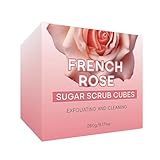 Rose Körperpeeling Scrub, Duschpeeling Hautpeeling für strahlende Haut, Body Scrub Körperreinigungsbad Feuchtigkeitscreme Tiefenreinigung Peeling (White, 9.5x9.5x8.5cm)