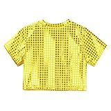 Generisch Kleinkind Mädchen Jungen Casual Pailletten Glitzer Kostüm Party Karneval Kleid Kurzarm Top (Gold, 18-24 Months)