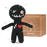 WenmthG Funny Voodoo Puppe mit Nadeln Groß 12CM Büro Geschenk für Kollegen Kollegin Freunde, Lustige Geschenke Voodoo Puppe zum Entspannen Stressabbau - Schwarz 1 Stück