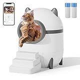 EROMMY Selbstreinigende Katzentoilette,75 L automatisches katzenklo mit APP,Sieb und Treppe Anti Pinch Self Cleaning Cat Litter Box,selbstreinigende katzentoilette für Mehrere Katzen (Weiss)