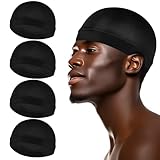 Giantree 4 Stück Seidige Wellenkappen für Herren, Kopfumfang 52cm Elastische Band Wellenkappen Seidig Wave Caps Silky Durag Headwear Kopftuch Herren Satin Haarhaube Wave Cap für Schlafen Dusche