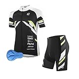 XM Herren Fahrradtrikot Set Fahrradbekleidung Set mit 3D-Gel-gepolsterten Shorts Atmungsaktiv und schnell trocknend