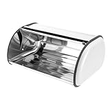 MEHOOSPVN Brotbehälter aus Edelstahl 43.5x27x18cm Brotkasten Brotbox Brotaufbewahrung Rollbrotkasten Klappkasten Brotkorb Rolldeckel lebensmittelgeprüftem Edelstahl für Restaurant und hausgemachte