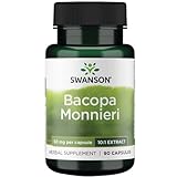 Swanson Bacopa Monnieri Extract, 10:1 Extrakt, 50mg, hochdosiert, 90 Kapseln, Laborgeprüft, Sojafrei, Glutenfrei, Ohne Gentechnik