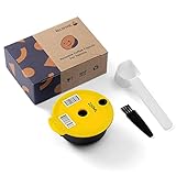 RECAFIMIL Wiederverwendbare Kaffeekapseln 220 ml, nachfüllbare Kaffeefilterkapsel mit gelbem Silikondeckel, kompatibel mit Tassimo-Maschinen