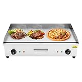 220V 4,4 KW Elektrische Grillplatte Tischgrill Plancha Grill Einstellbare Temperatur 122-572°F Plancha Elektrisch Mit Fettschublade 72.7 * 40Cm Grillfläche Glatt Edelstahl Teppanyaki Grill