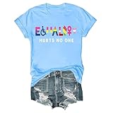 Damenmode Rundhals Kurzarm T-Shirt Lässiges Sommer T-Shirt Top Cut Out Oberteil Damen (Sky Blue, XL)