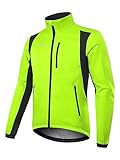 BERGRISAR Herren Winter Fahrradjacke Thermo Winddicht Wasserabweisend Radjacke Fleece Softshell Laufjacke Grün XX-Large