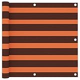 Mengtu Balkon Sichtschutz Balkonverkleidung Balkonabdeckung Balkonsichtschutz UV-Schutz Windschutz und Wetterfest für BalkongeländerOrange und Braun 90x300 cm Oxford-Gewebe Garten Möbel