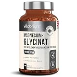 Magnesium Glycinat Kapseln 180, 1500mg Magnesium Glycinat Pure, Magnesium Bisglycinat Kapseln (Mit Magnesium Glycinat Pulver), 300mg Elementares Magnesium, VitaBright Magnesium Glycinat Hochdosiert