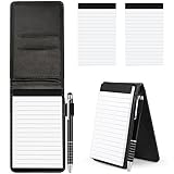 Delsen 4 Stücke Mini Notizblock-Halter-Set A7 Halter Kleine Notizblock Mini Pocket Notizbuch PU Leather Notebook mit Metall Stift und Replacement Notepads für AktivitäTen im Freien