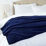 Amazon Basics Überwurf Kuscheldecke, Nicht beheizt, aus weichem, samtigem Plüsch, 168 x 229 cm, Marineblau