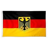 MOGADEE® Deutsche Adlerflagge, Deutsche Flagge mit Adlermuster, 90*150cm , Wetterfeste mit Messingösen, Waschbar Deutschland Flagge, Geeignet für Innen- und Außendekorationen und Sportveranstaltungen