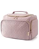 BAGSMART Reise-Kulturbeutel, Große Weit Offene Reisetasche für Toilettenartikel, Make-up, Kosmetiktasche mit Griff, Rosa