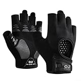 Honseadek Handgelenk-/Finger-Workout-Training, atmungsaktiv, rutschfest, für Damen, zum Heben, modifizierbare Fitness-Handschuhe mit Handflächengurt, Herren-Gewicht für Plus, Schwarz