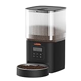 WOPET Futterautomat Katze 4L- Katzenfutter Automat 180 Tage Akkulaufzeit (1-6 Mahlzeiten/Tag, Trockenfutter) Futterspender für Katzen/Hunde, Edelstahlschüssel, Doppelnetzteil Schwarz