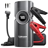 TREKURE Starthilfe Powerbank mit Kompressor, 150PSI 4000A Auto Starthilfe Powerbank für 8.5L Benzin und 8.0L Dieselmotor, 12V Booster Auto Starthilfe mit LED-Licht