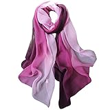 MilyaDE Damen Seidenschals - Seide Schal Leicht Seidentuch Elegante Schals Warm Halstuch Tuch Geschenk Stola für Frauen 190 * 70cm (Violett)