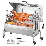 VEVOR Lammgrill, Spanferkelgrill, Spießbratengrill, 90 kg BBQ-Holzkohle-Spießgrill für ganzes Schwein, Lamm, Ziege, elektrischer 52-W-Motor, Edelstahl-Drehspießröster mit feststellbaren Rädern