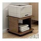 WOTZOV 2-stöckiger, fahrbarer Laserdruckerwagen mit offenem Ablagefach, großer Maschinenständer aus Holz, rollbarer Druckertisch, Papier- und Aktenablage für den Schre