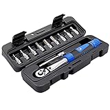 Crepundia Drehmomentschlüssel,Torque Wrench Fahrraddrehmomentschlüssel 1/4 Zoll Drehmomentschlüssel Set 2-24nm Radfahren Fahrradwartungsbuchse Werkzeuge Kits