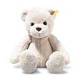 Steiff Teddybär Robby 42cm Creme, Teddy-Bär zum Kuscheln und Spielen für Kinder, aus kuschelweichem Plüsch, Stofftier-Teddy beweglich, waschmaschinenfest, Hellgrau