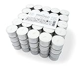 Pritogo Teelichter, Weiß Brenndauer: 8 Stunden 20 g Wachsgewicht (100 Stück), 25 x 38 mm, in Aluhülle, Rußfrei, Gastro, Hochzeit, Dekorieren, Feiern, Entspannen, Outdoor, Party