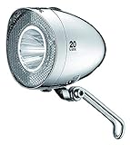 XLC Batterie Scheinwerfer LED CL-F20 mit StVZO für alle Räder, Chrom 20 Lux, 2500221100