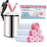 KITBEST 10L Müllbeutel mit Zugband (120 Müllsäcke), Extra Starke Küchen Mülltüten Mülleimer Abfallsack für den Hausmüll, Weiß, Mit Tragegriff/Henkel, 6 Rollen (45x50cm)