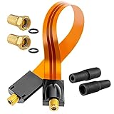 hb-digital 1x SAT Fensterdurchführung Ultra Flach flexibel extrem dünn Gold HQ F-Buchse Verbinder für Koaxialkabel Verkupplung Türen Fenster Dachboden + 2x F-Stecker vergoldet + 2x Gummitülle