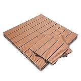 Jopassy 33 Stück WPC Terrassenfliesen, 30x30 cm Balkon Bodenfliese, Gartenfliesen mit Klick-System, Terrassendielen Balkonfliesen Klickfliesen, 3m² Braun