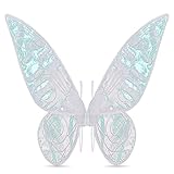 Feenflügel Erwachsene Feenflügel Kinder, White Fee Kostüm Damen, Feenflügel mit Elastischen Schultergurten, Flügel Geeignet für Erwachsene und Kinder Karneval Halloween Cosplay Foto Requisiten