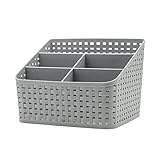 Fai Top Aufbewahrungskorb, Kosmetik Box, Organizer, Kunststoff, Aufbewahrungsbox für Schreibtisch, Büro, Schlafzimmer, Arbeitsplatte, Zuhause, Plastik, grau, 5 Grid